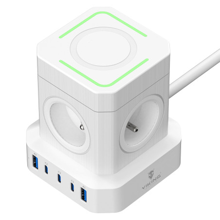 Sieťový adaptér Viking ACT45W/Output: 4xAC, 2xUSB-A, 3xUSB-C/výkon až 4000W