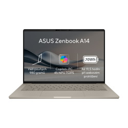 ASUS Zenbook A14/UX3407QA-OLED305W/SD-X1-26-100/14''/WUXGA/32GB/1TB/Adreno/W11H/Gold/2R