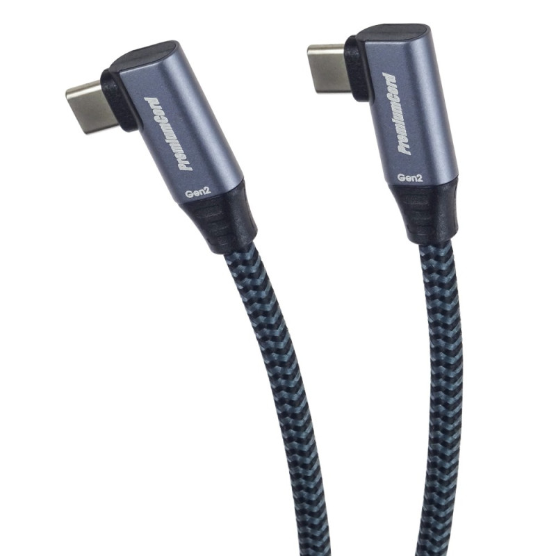 PremiumCord USB-C 2x zahnutý kábel, 0.5m