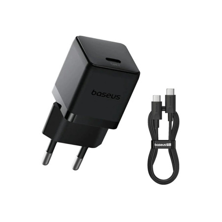 Baseus Palm Fast Nabíjačka USB-C 20W + Dátový Kábel USB-C/USB-C 1m Black