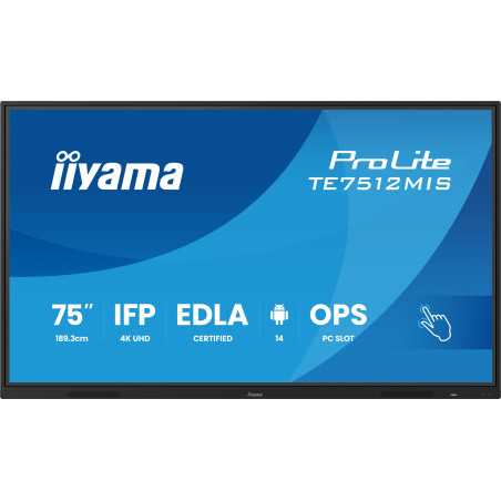 75'' iiyama TE7512MIS-B4AG: IPS, 4K, 40P, USB-C