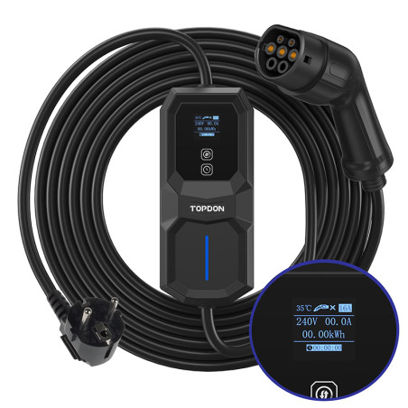 TOPDON PulseQ AC Portable - 3,7 kW/konektor IEC62196-2 Typ/LCD displej/IP65/5m