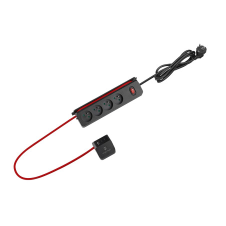 Predlžovacia zásuvka s USB Viking R43S/Output: 4xAC, 1xUSB-A, 2x-USB-C/1,4m kábel a 1,28m kábel