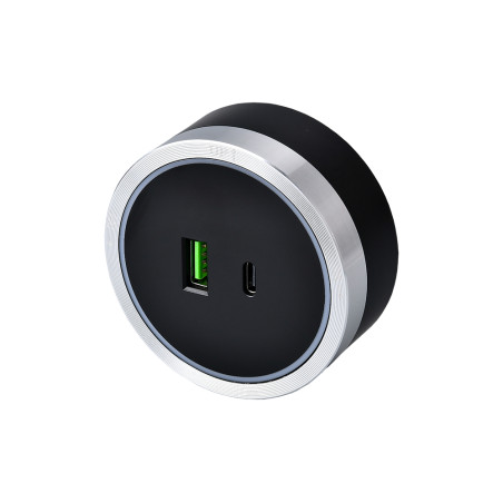 Zásuvkový modul Viking A60SB, strieborno-čierna/výstupy - 1xUSB-A, 1xUSB-C/výkon až 2500W/230V,16A,50Hz