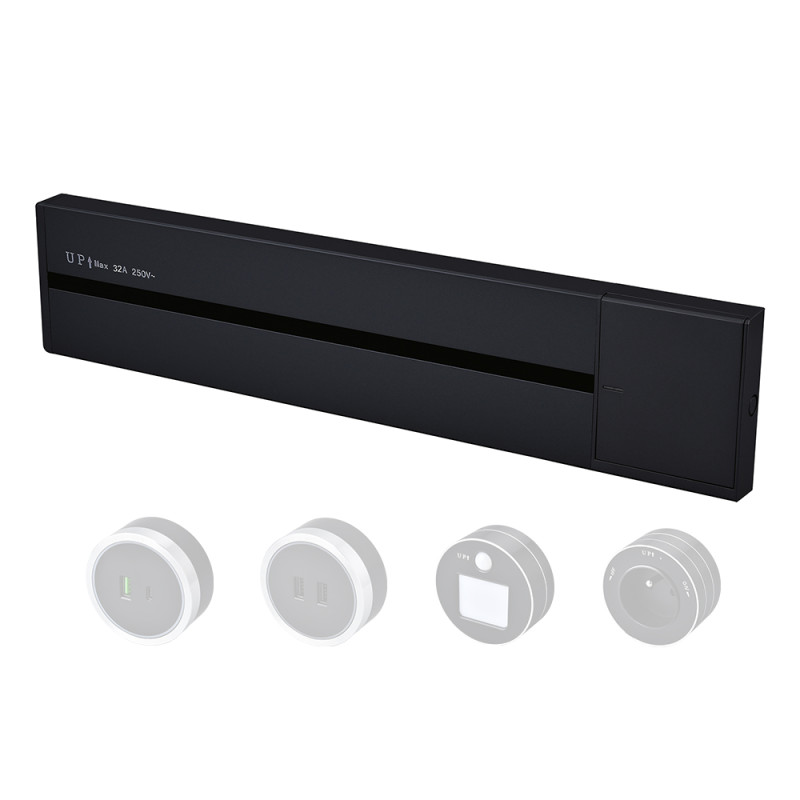 Zásuvková lišta - povrchová Viking LP40B/230V,50Hz/40cm dĺžka/čierna/až 5modulov/IP20/hliník/povrchová
