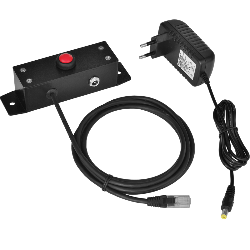 Tlačidlo na otváranie pokladničných zásuviek Virtuos 24V, kovové s káblom, s elektronickým otváraním