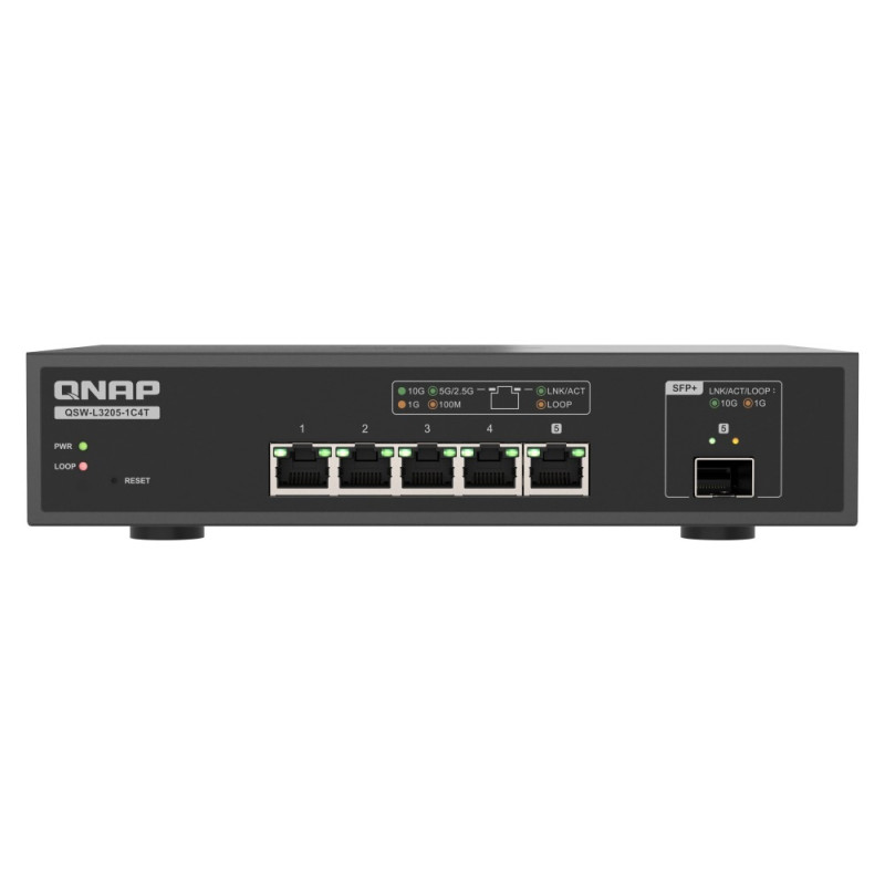 QNAP switch QSW-L3205-1C4T (4x 10GbE port, 1x 10G SFP+/NBASE-T Combo, Lite Managed)