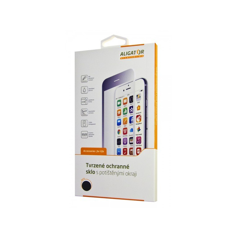 Ochranné tvrdené sklo ALIGATOR PRINT, čierna, Samsung A20e, celoplošné lepenie