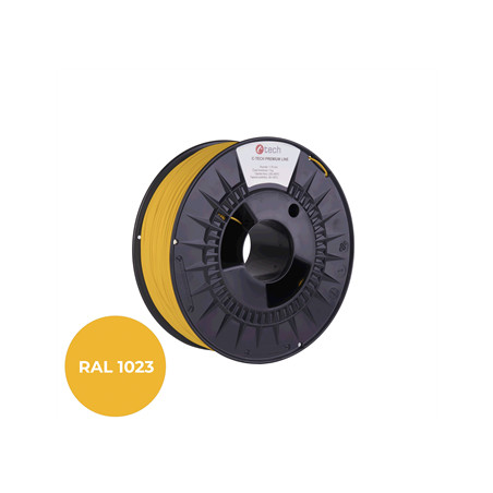 Filament C-TECH PREMIUM LINE, TPU 90A, flexibilný, dopravná žltá, RAL1023, 1,75mm, 1kg