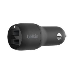 BELKIN Dual USB-A Car Charger, 12W X2, BLK