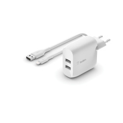 BELKIN Dual USB-A nabíjačka, 24W + Lightning kábel