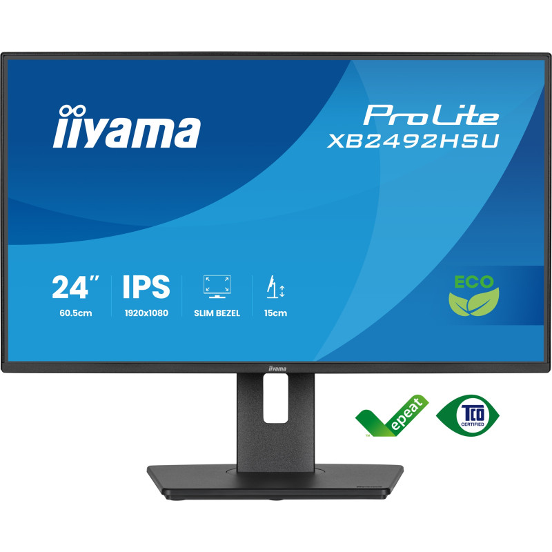 24'' iiyama X2492HSU-B1: IPS, FHD, HDMI, DP, zelená, HAS