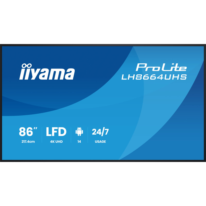 86'' iiyama LH8664UHS-B3AG: IPS, 4K, ANDR 14,24/7