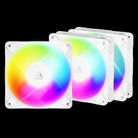 ARCTIC P12 Pre Reverse A-RGB (White) - 120mm White Color Case Fan with A-RGB - Reverse Impeller Desi