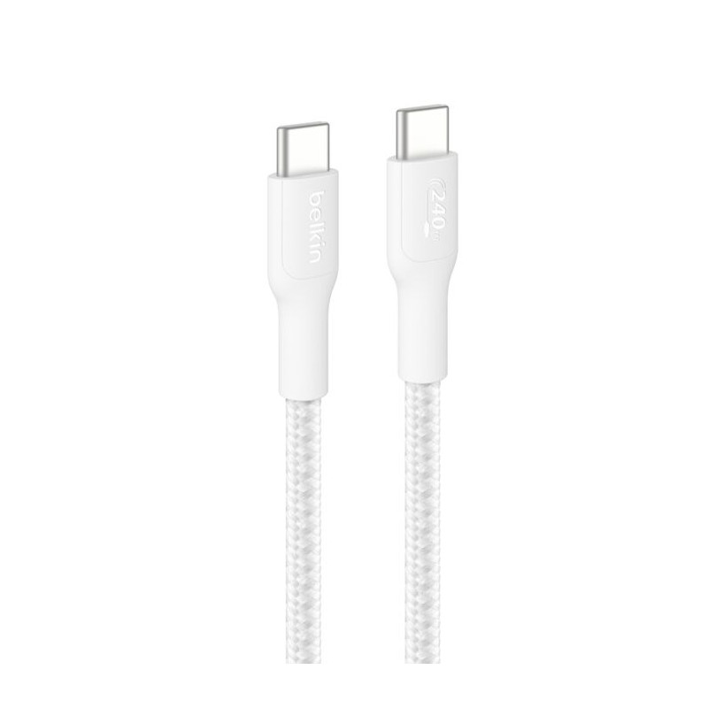 BELKIN kábel USB-C 240W opletaný 3m biely