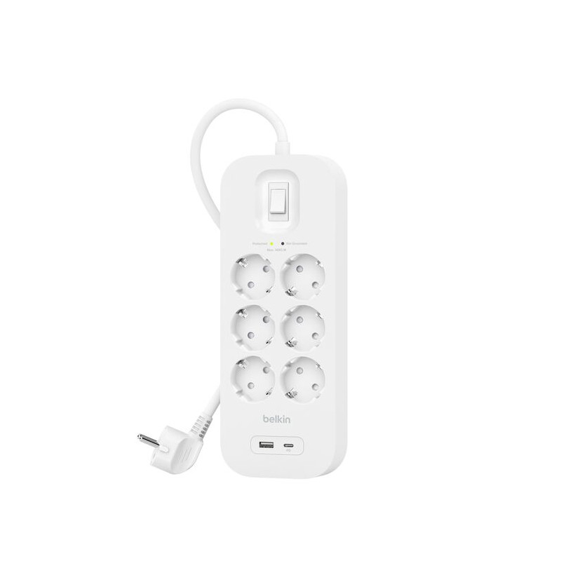 Belkin Surge protection s USB-C, 6 zásuviek