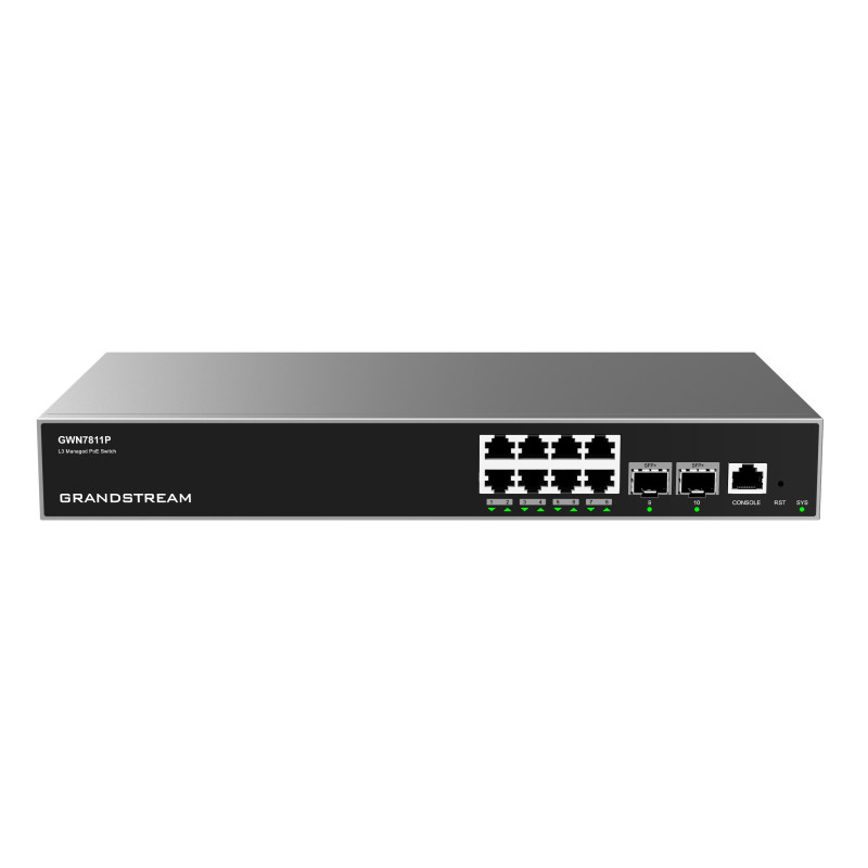 Grandstream GWN7811P L3 Managed Network PoE Switch 8 portov / 2 SFP+, VLAN, DHCP, Stacking