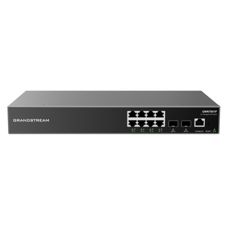 Grandstream GWN7801P L2+ Managed Network Switch 8x 1Gb RJ45, 2x SFP, PoE+, DHCP, QoS, VLAN