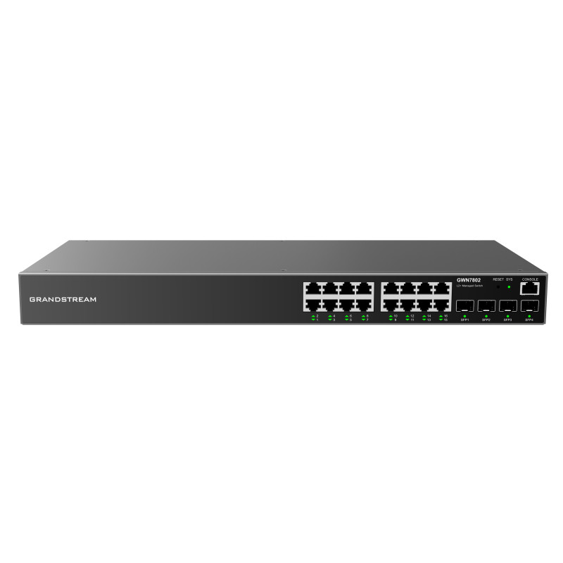 Grandstream GWN7802 L2+ Managed Network Switch 16x 1Gb RJ45, 4x SFP, DHCP, QoS, VLAN
