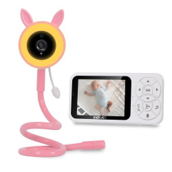 EVOLVEO Baby Monitor N35, detská pestúnka s kamerou, VOX, teplomer, nočné videnie, RGB svetlo, Ružová