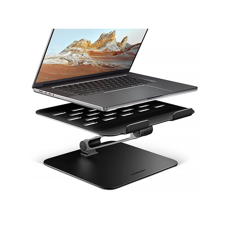 AXAGON STND-LQB, hliníkový HQ stojan pre notebooky 10''-17.3'', nastaviteľná výška a uhol, čierny