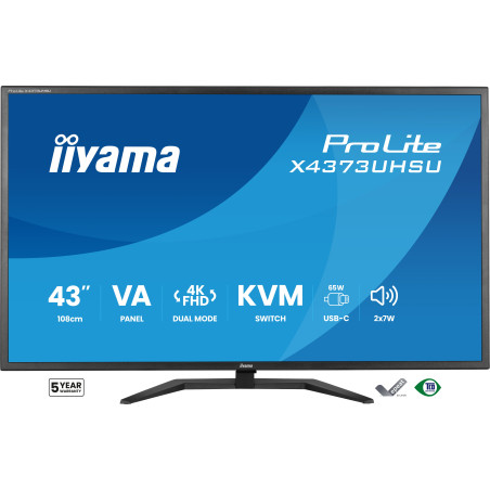 iiyama ProLite/X4373UHSU-B2/42,5''/VA/4K UHD/60Hz/3ms/Čierna/3R