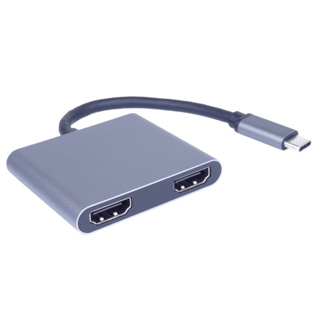 MST adaptér USB-C na 2x HDMI, USB3.0, PD, 4K, FHD