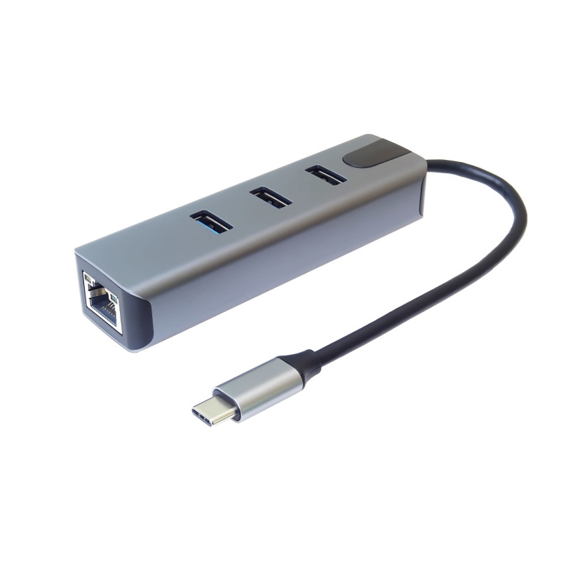 Adaptér USB-C na 10/100/1000Mbps + 3xUSB3.2