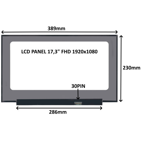 LCD PANEL 17,3'' FHD 1920x1080 30PIN MATNÝ IPS / BEZ ÚCHYTOV