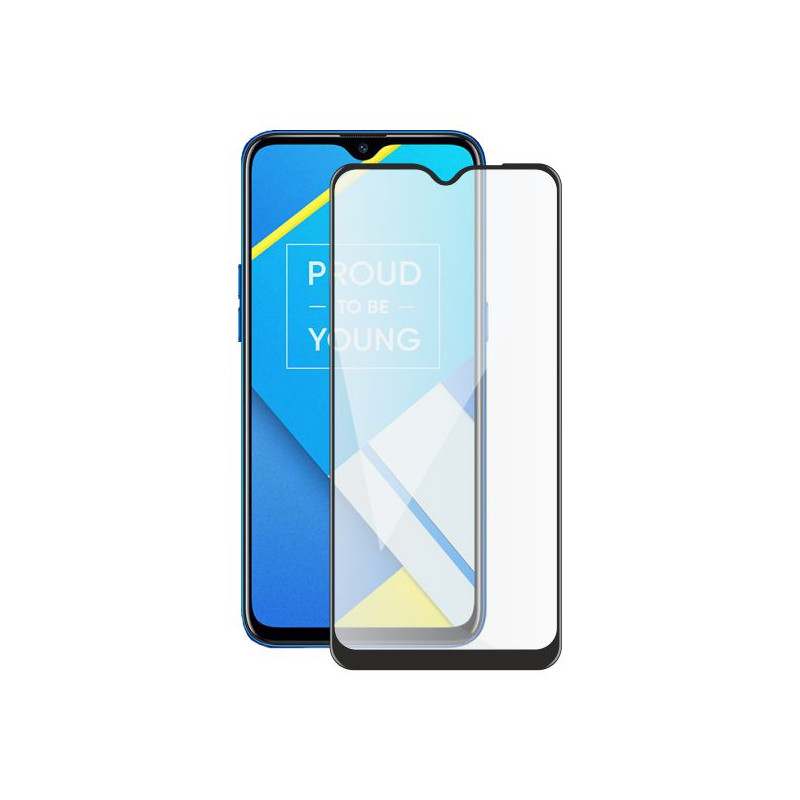 Screenshield REALME C2 (full COVER black) Tempered Glass Protection