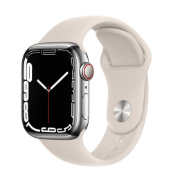 Apple Watch S7 Cell/45mm/Silver/Šport Band/Starlight