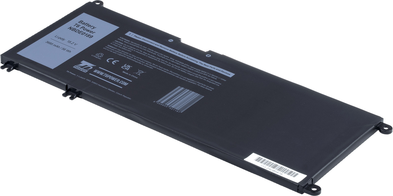 Batérie T6 Power Dell Insprion 7778, 7779, 7573, 7577, Latitude 3380, 3685mAh, 56Wh, 4cell, Li-pol