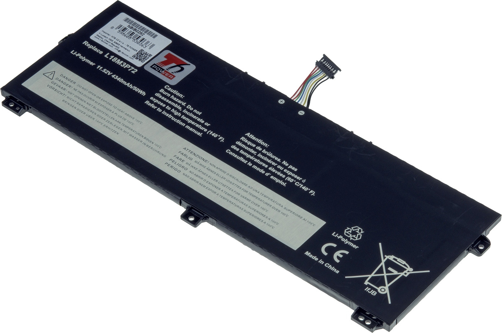 Batérie T6 Power pre Lenovo ThinkPad X13 Yoga Gen 1, X390 Yoga, 4340mAh, 50Wh, 3cell, Li-Pol