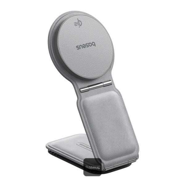 Baseus Magnetický držiak do auta s bezdrôtovým nabíjaním PrimeTrip C02 sivý