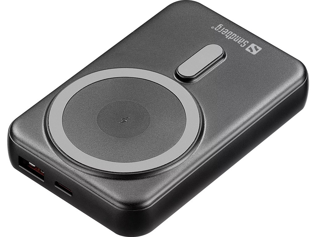 Sandberg Mag Wireless Powerbank 10000 mAh ALU, čierna
