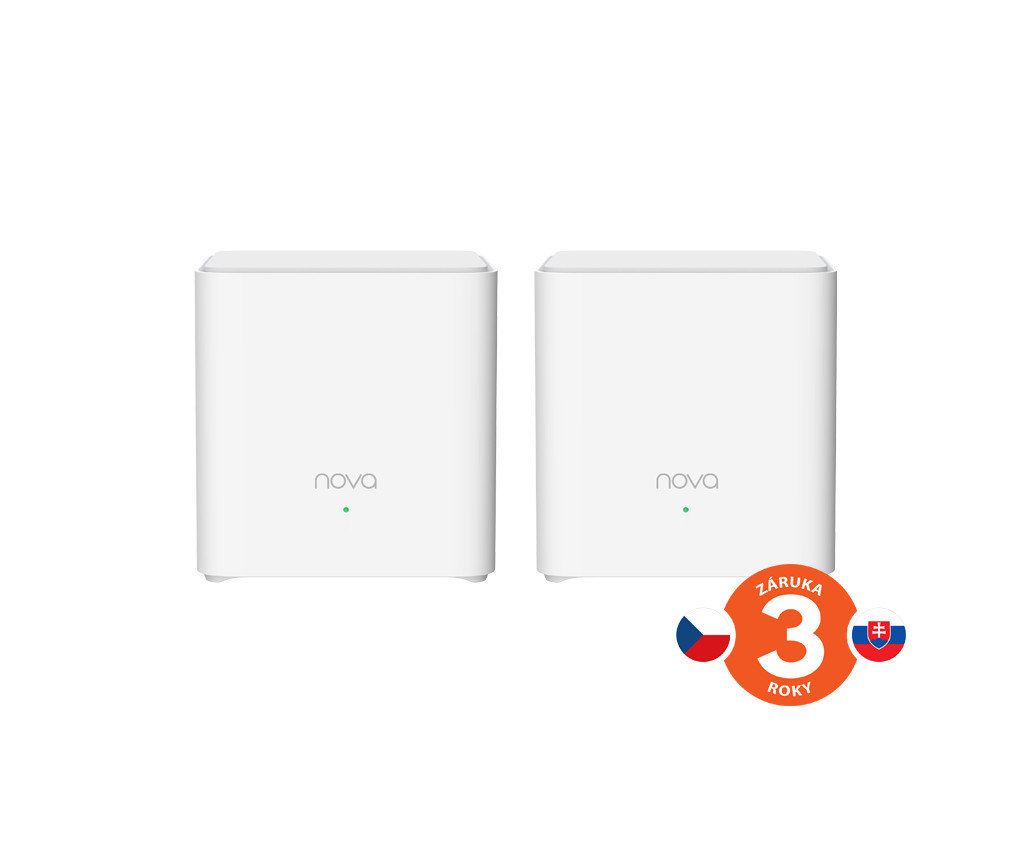 Tenda Nova EX3 (2-pack) WiFi 6 AX1500 Mesh Gigabit systém, 4xGLAN/GWAN, WPA3, VPN, CZ aplikácie
