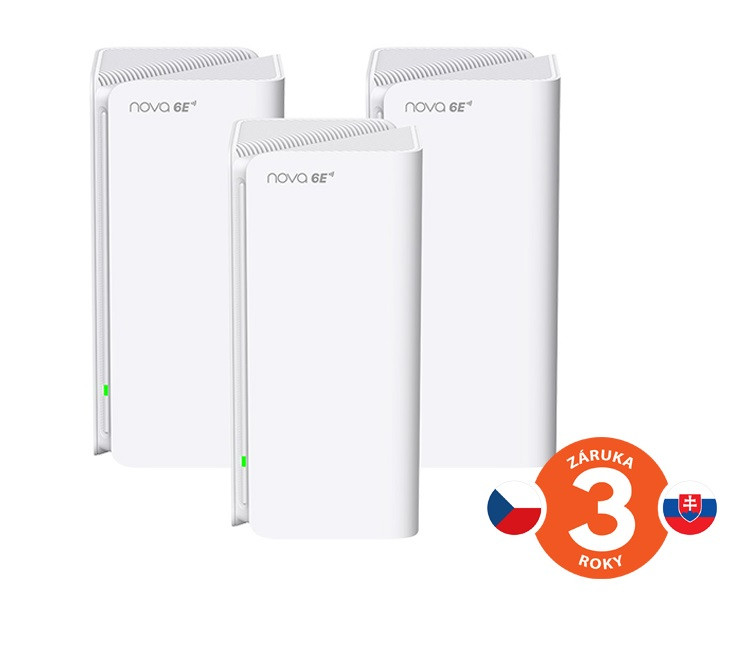 Tenda Nova MX21 Pro (3-pack) WiFi 6E AXE5700 Mesh Gigabit systém, router, 9x GLAN/GWAN, VPN, CZ app