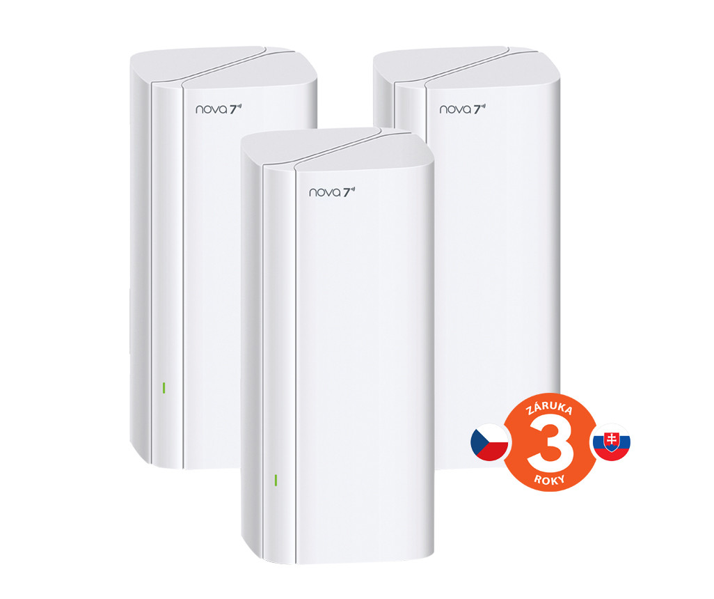 Tenda Nova EE3 Pro (3-pack) WiFi 7 BE3600 Mesh Gigabit systém, router, 9x GLAN/GWAN, VPN, CZ app