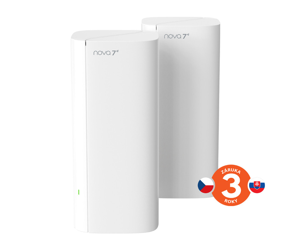 Tenda Nova ME3 Pro (2-pack) WiFi 7 BE3600 Mesh Gigabit systém, router, 6x GLAN/GWAN, VPN, CZ app