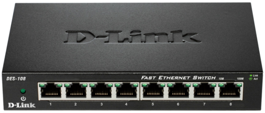 D-Link DES-108 kovový 8-port 10/100 Desktop Switch
