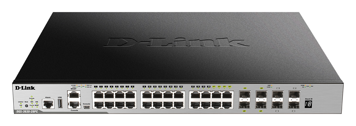 D-Link DGS-3630-28PC/SI L3 24Gb PoE, 4x10G SFP+
