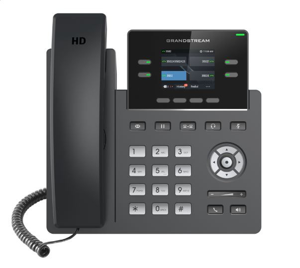 Grandstream GRP2612, 2.4'' TFT bar. displej, 2 SIP účty, 4 prog. hr., 16 BLF hr., dual port 10/100 Mb