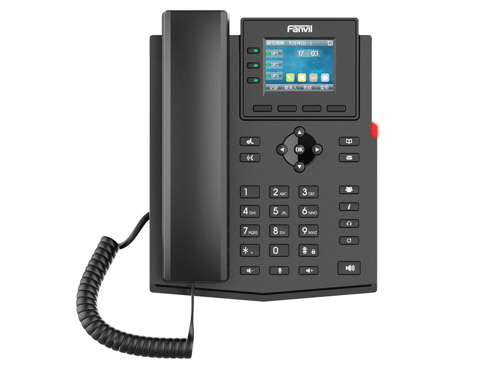 Fanvil X303-2, dvojvodičový IP telefón, 4 SIP účty, 2,4''farebný displej, 3DSS