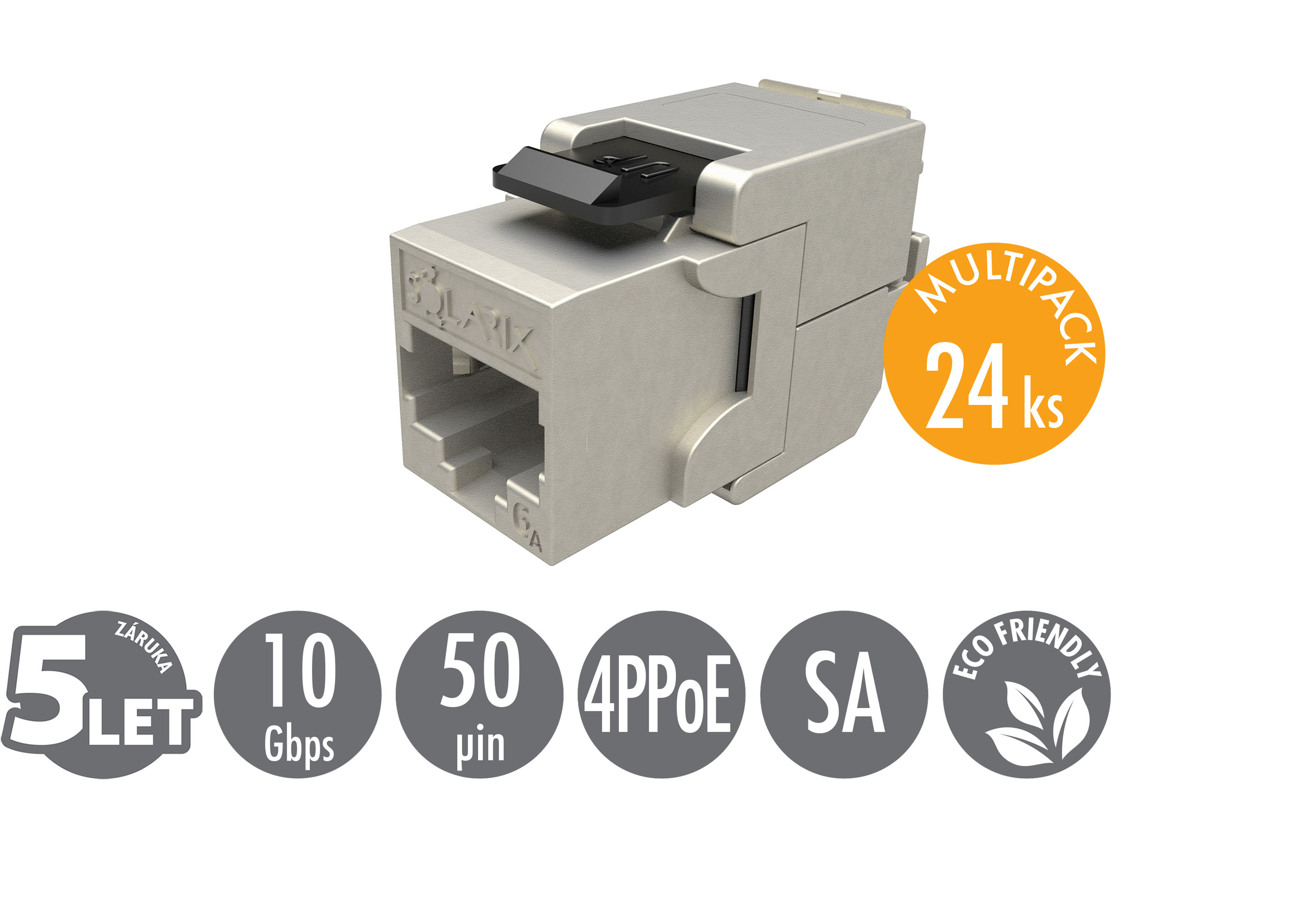 MULTIPACK 24 ks - samoreznÃ½ keystone Solarix CAT6A STP SXKJ-10G-STP-BK-SA Component Level a 4PPoE