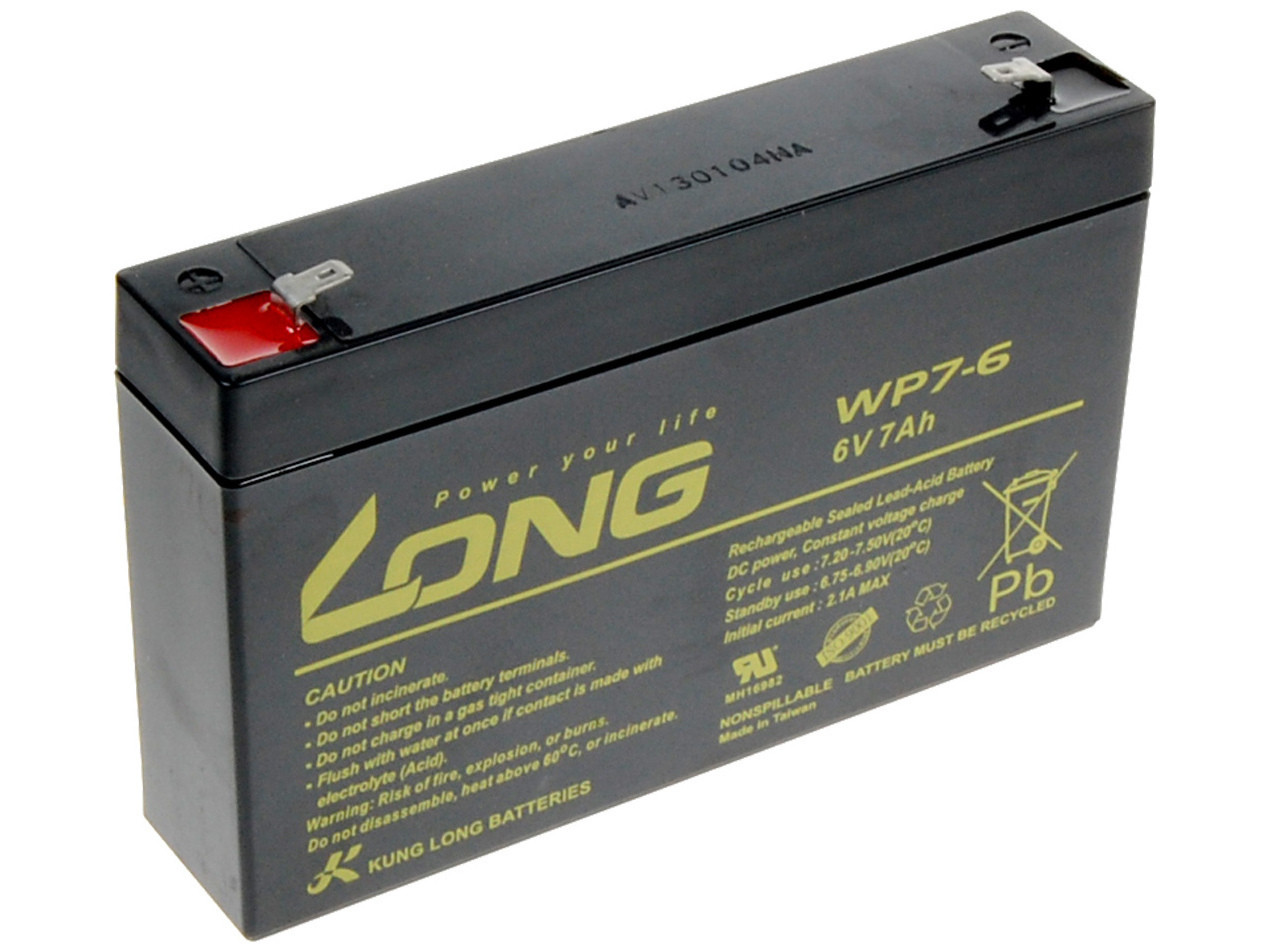 Long 6V 7Ah lead battery F1