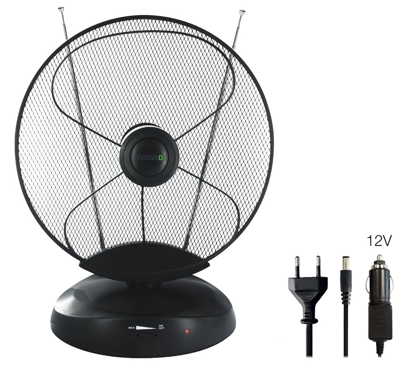 EVOLVEO Xany 4, 230/12V, aktívna pokojová anténa FM/DAB+/DVB-T2, filter LTE,4G,5G