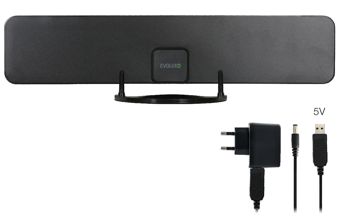 EVOLVEO Xany 2B, 230/5V, aktívna pokojová anténa FM/DAB+/DVB-T2, filter LTE,4G,5G