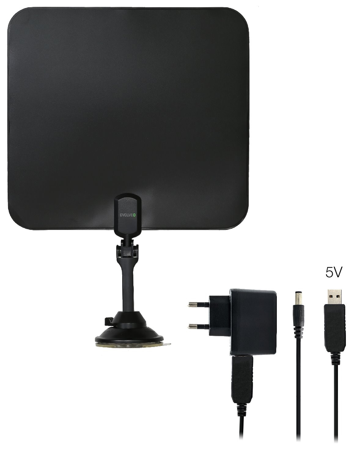 EVOLVEO Xany 2C LTE 230/5V, aktívna pokojová anténa FM/DAB+/DVB-T/T2, filter LTE