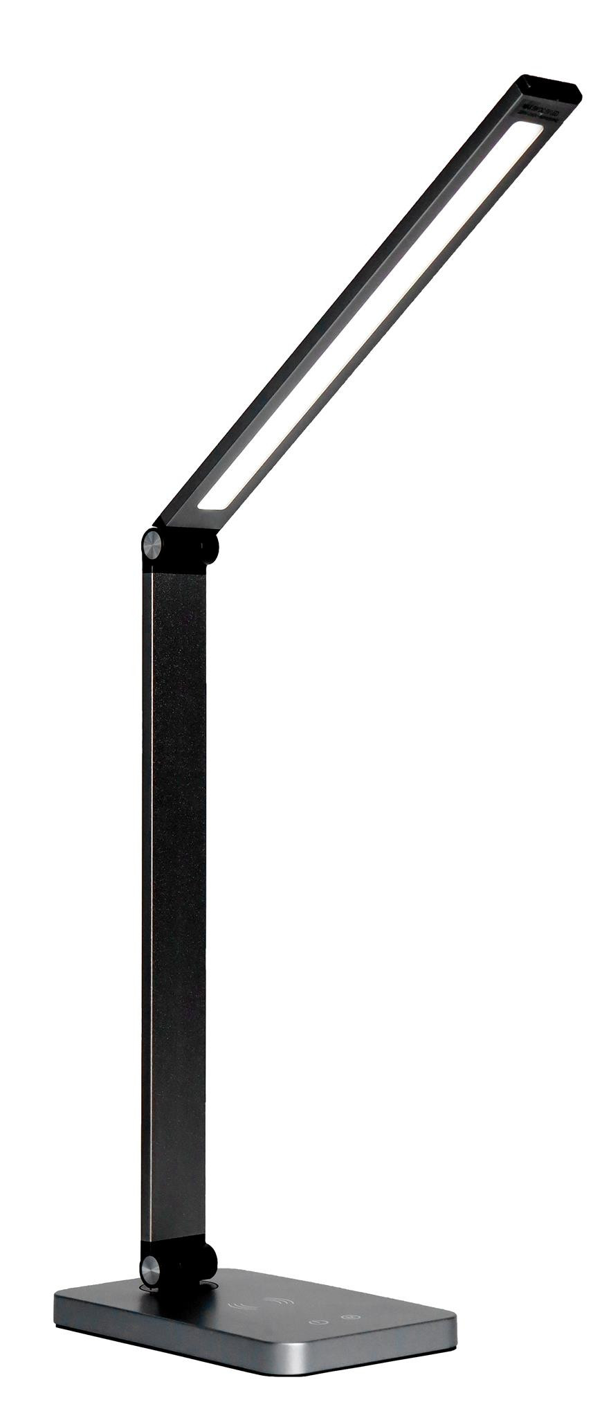Platinet PDL888B stolná LED lampa 10W stmievateľná, bezdrôtové nabíjanie, USB port, čierna