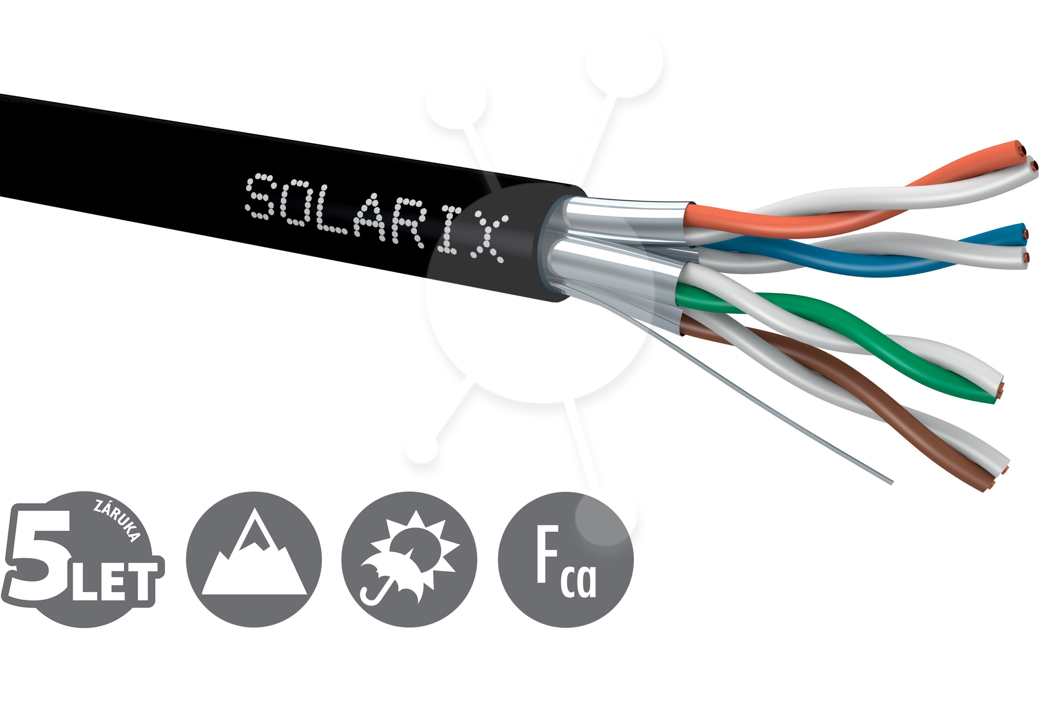 Instalačný kábel Solarix CAT6A STP PE Fca 500m/cievka vonkajší SXKD-6A-STP-PE